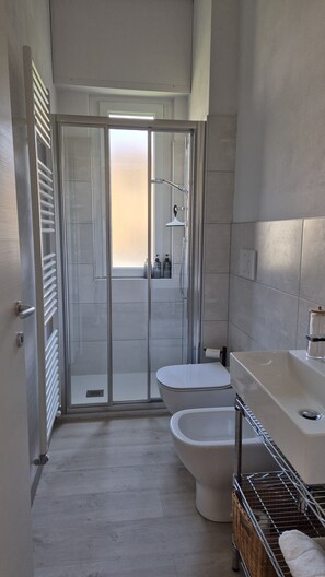 Dusche, Haartrockner, Bidet, Handtücher