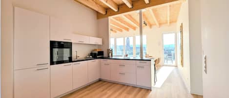 Lyxpenthouse - 3 sovrum - 2 badrum - utsikt mot staden | Eget kök | Stort kylskåp, mikrovågsugn, spishäll och diskmaskin