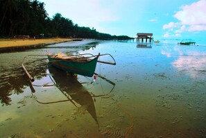 Private beach, white sand, beach shuttle, beach bar