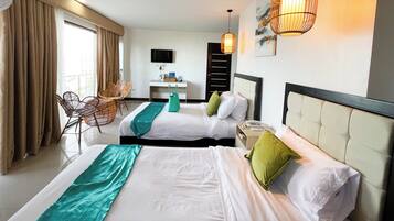 Premium Room, Ocean View | Desk, laptop workspace, blackout drapes, free WiFi