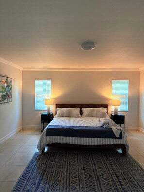 2 bedrooms, desk, iron/ironing board, travel crib