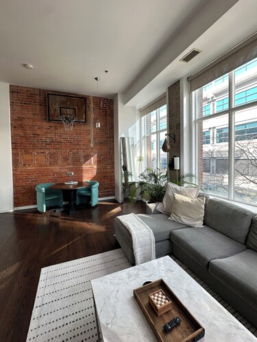 Downtown heritage brick loft with 16' ceilings