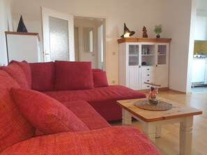 TV, DVD player, books