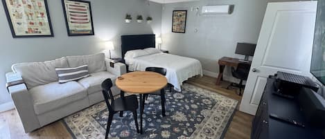 1 bedroom, desk, iron/ironing board, travel cot