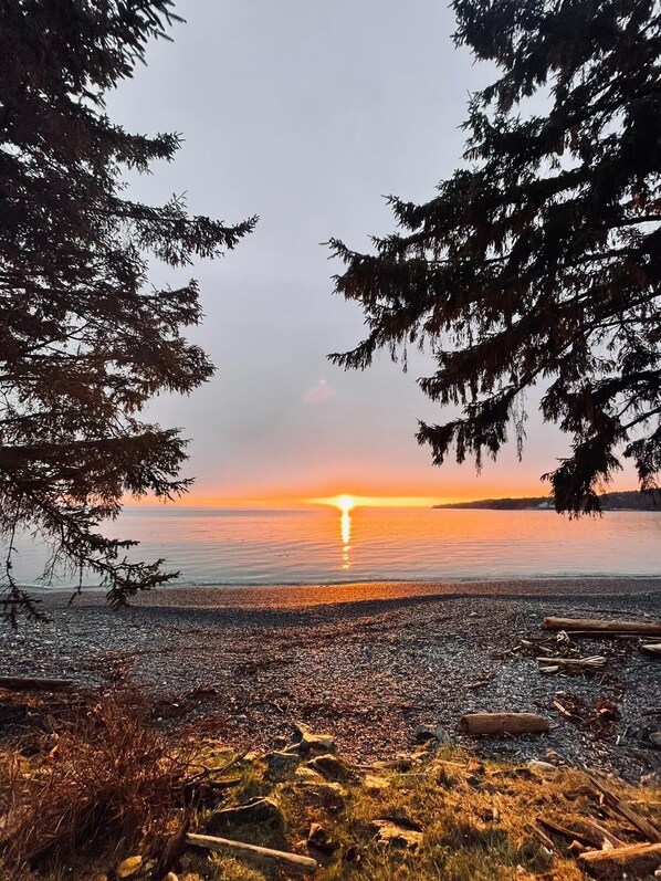 Accommodatie ligt op het strand, zwart zand
