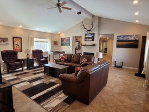 Smart TV, fireplace, video games, table football