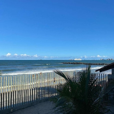 On the beach, white sand