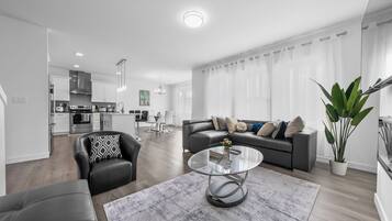 Smart TV, fireplace, computer monitors