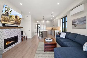TV, fireplace
