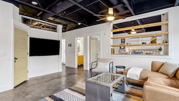 Smart TV, foosball, books