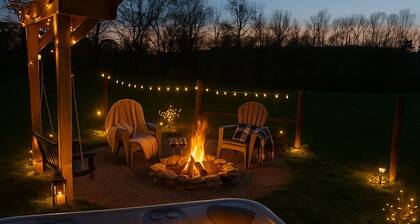 Candlelit Comfort: Hot Tub, Firepit, Massage Chair-Romantic Getaway!