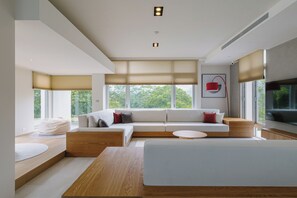 En 123-centimeters Flatskjerm-TV med digitale kanaler samt Netflix