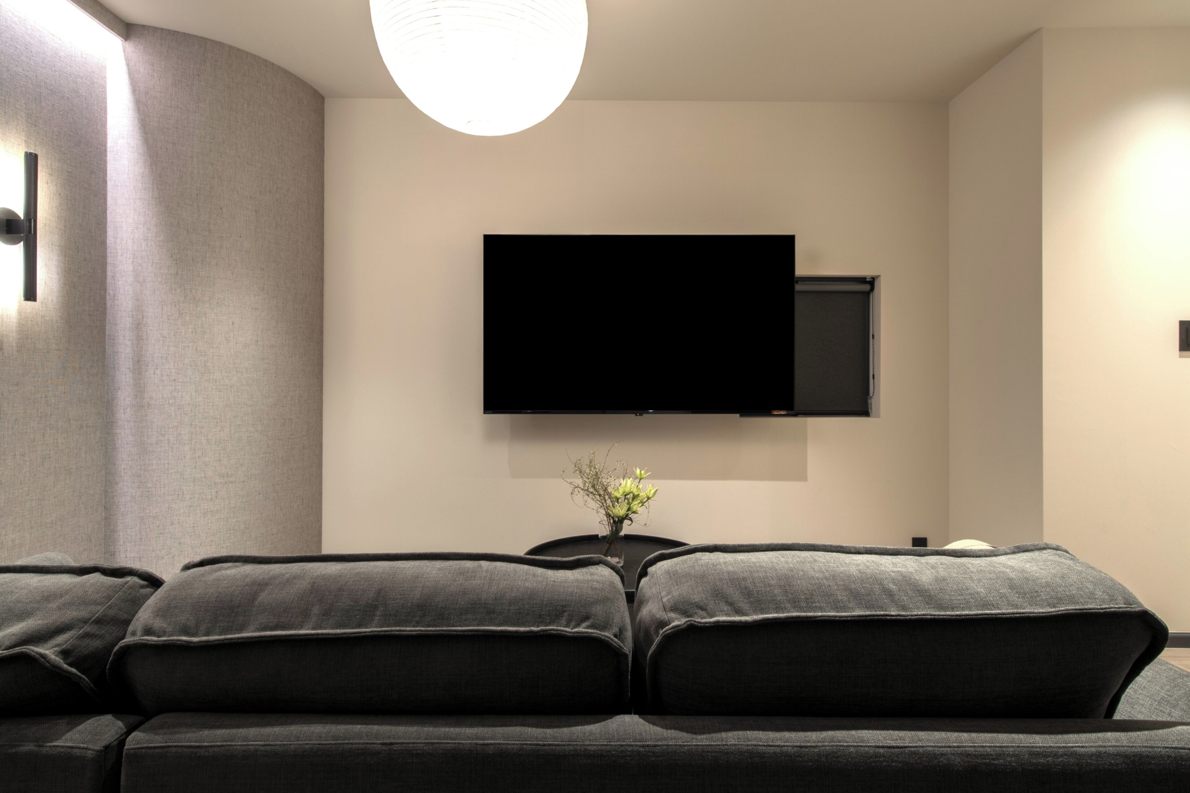 Family Quadruple Room | Living area | 62-inch Smart TV with digital channels