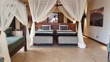 Desk, free WiFi, bed sheets