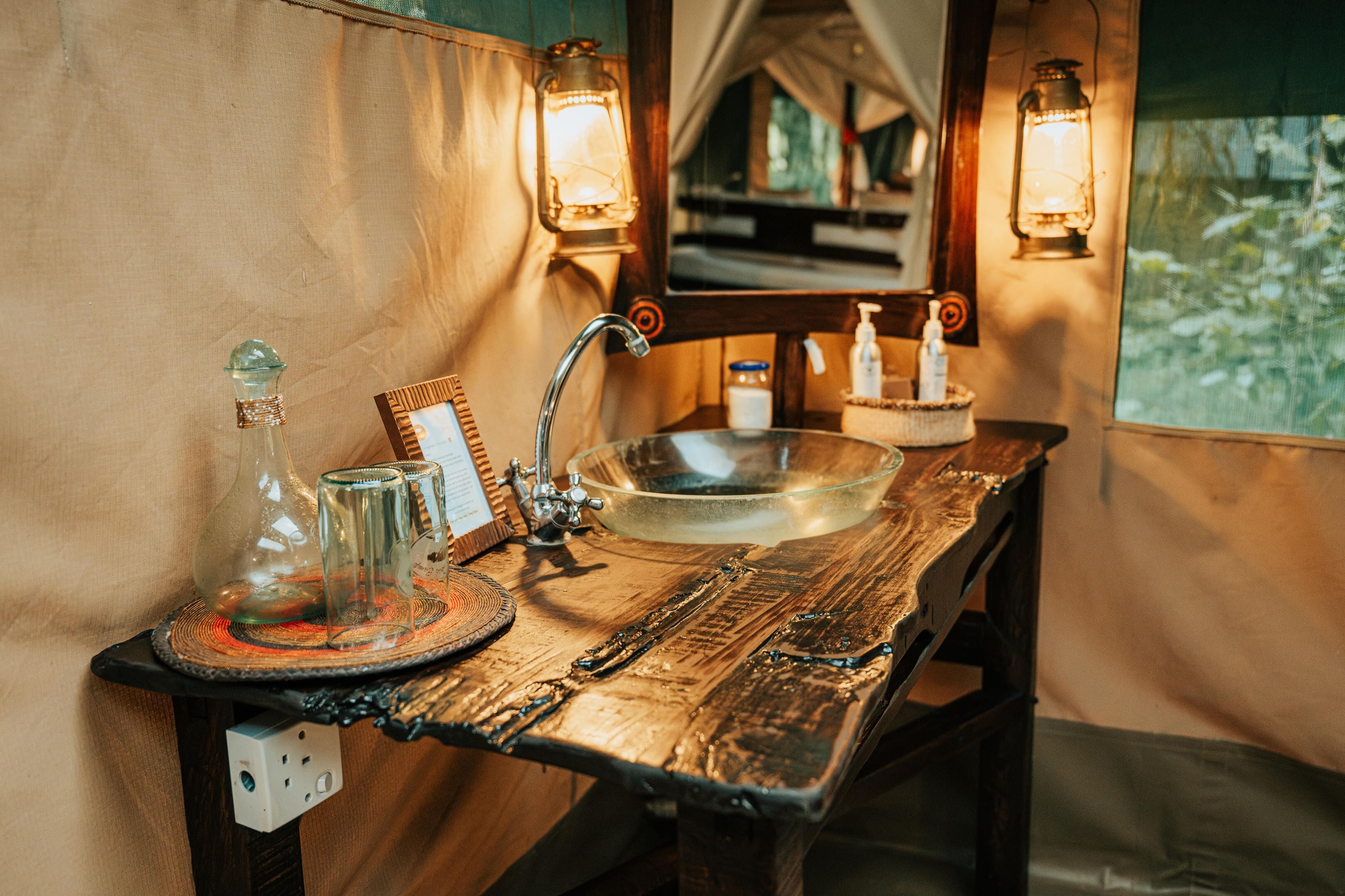 Family Tent, River View | Bathroom | Shower, hair dryer, towels, soap