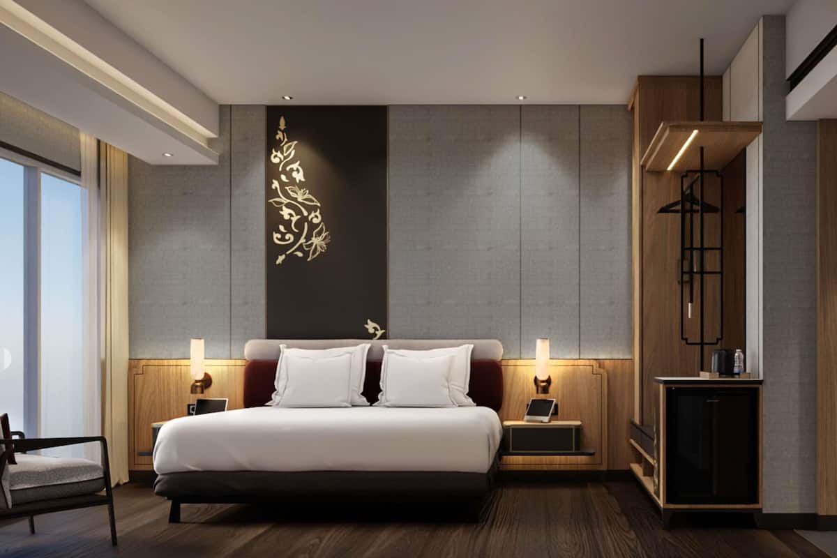 Chambre Deluxe, 1 trĂšs grand lit, vue ville | Coffres-forts dans les chambres, rideaux occultants