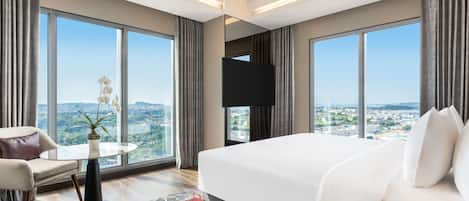 In-room safe, desk, laptop workspace, blackout curtains