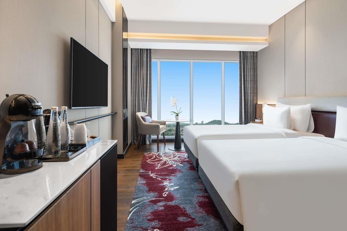 Deluxe kamer, 2 eenpersoonsbedden, uitzicht op de stad | Een kluis op de kamer, individueel gemeubileerd, een bureau