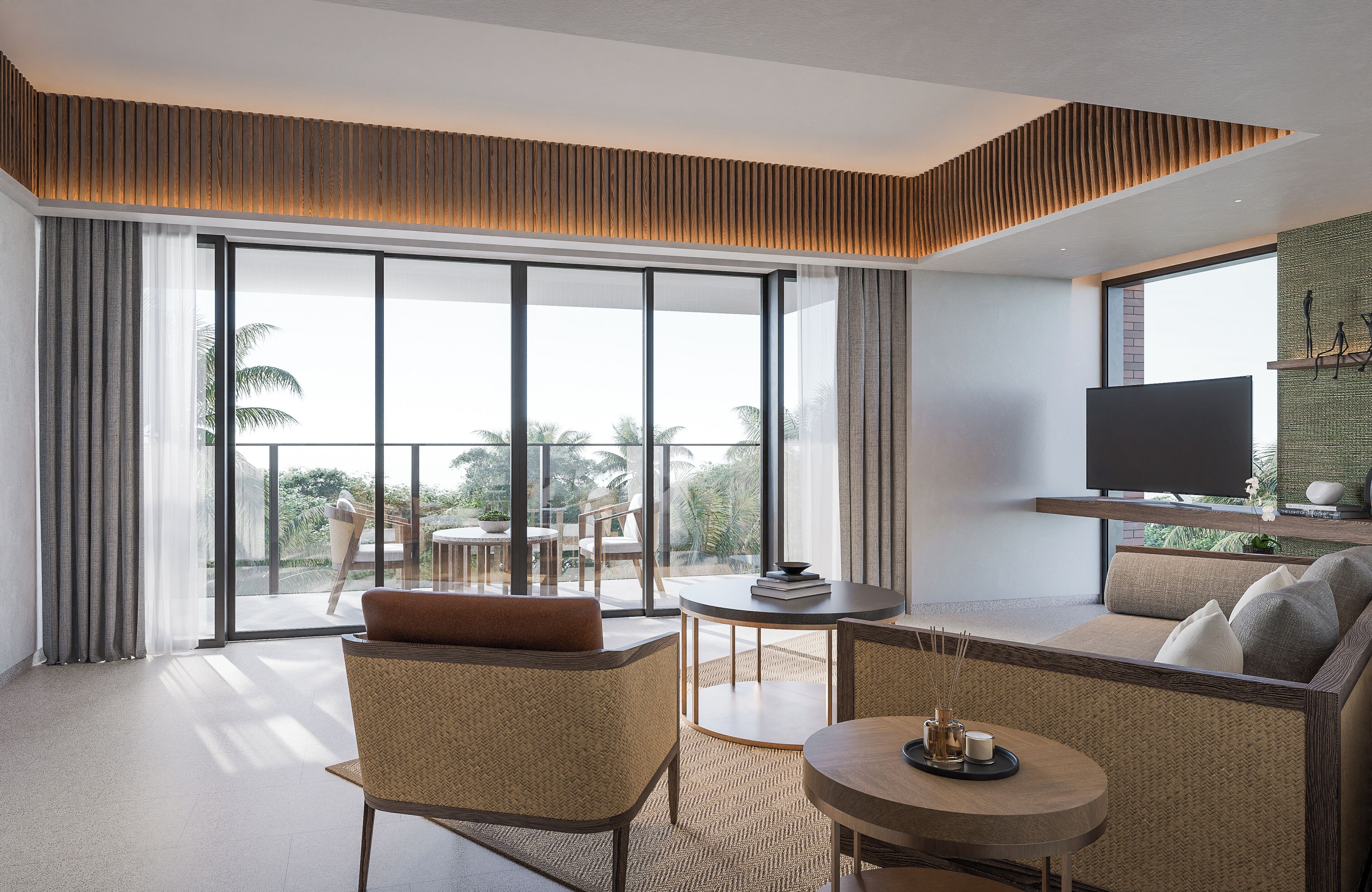 Valley View Suite, Balcony and Cliff garden view - 1 king bed | Cofres nos quartos, escrivaninha, cortinas blackout