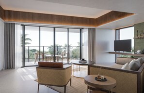 Valley View Suite, Balcony and Cliff garden view - 1 king bed | Két bảo mật tại phòng, bàn, màn/rèm cản sáng, phòng cách âm 