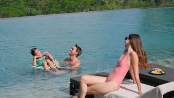 2 outdoor pools, open 7:00 AM to 6:00 PM, pool loungers
