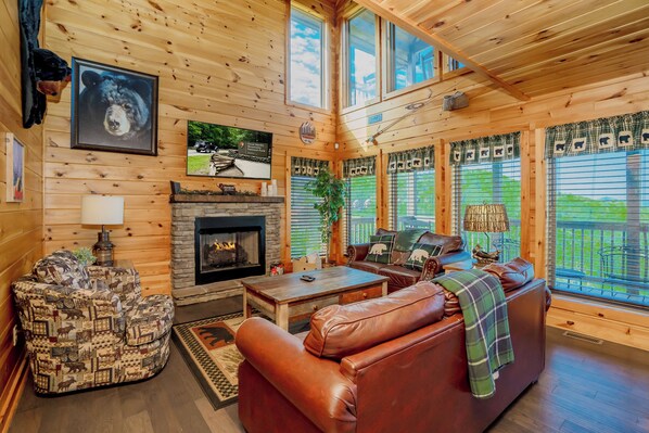 TV, fireplace, video games