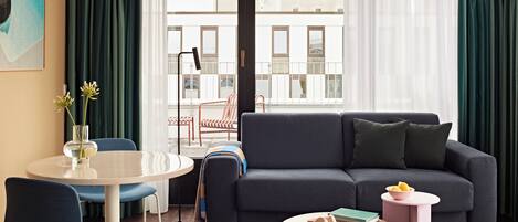 L Studio, Kitchenette, Terrace, Sofa Bed | Living area | 43-inch Smart TV with digital channels