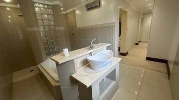 Luxury Suite | Bathroom | Separate bathtub and shower, hair dryer, bathrobes, towels