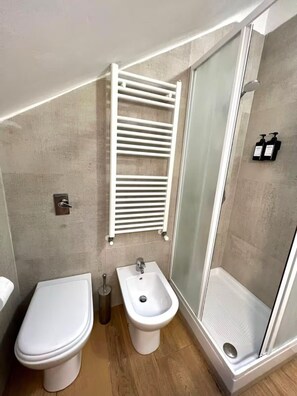 Dusche, Haartrockner, Bidet, Handtücher