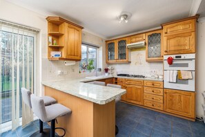 Fridge, microwave, oven, dishwasher