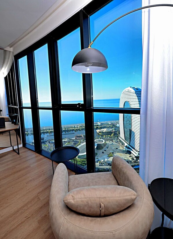 Desk, laptop workspace, blackout curtains, iron/ironing board - Sea View Plaza Batumi Centre (Batumi)