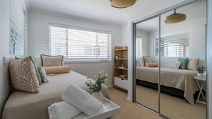 3 bedrooms, desk, iron/ironing board, travel cot