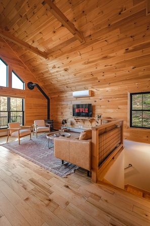 Smart TV, fireplace, video games, ping pong