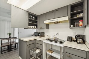 Fridge, microwave, stovetop, dishwasher