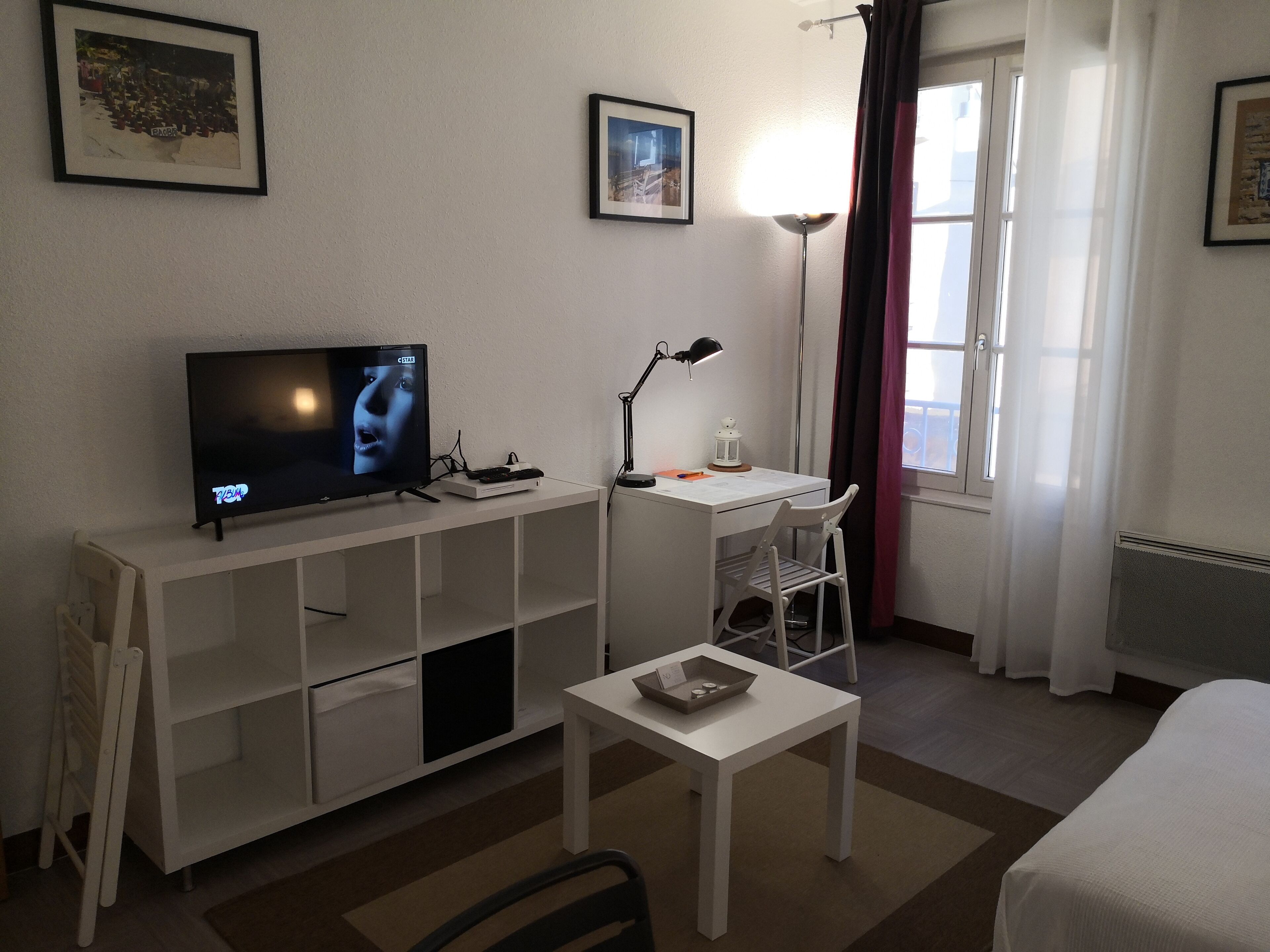 1 bedroom, desk, iron/ironing board, travel crib