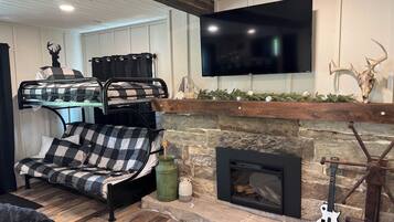 Smart TV, fireplace, video games