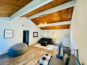 Smart TV, fireplace, video games