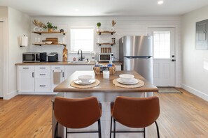 Fridge, microwave, coffee/tea maker, electric kettle
