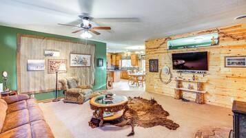 TV, fireplace