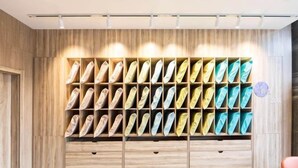 Un armario de almacenamiento con varios compartimentos, probablemente para zapatos u otros objetos.
