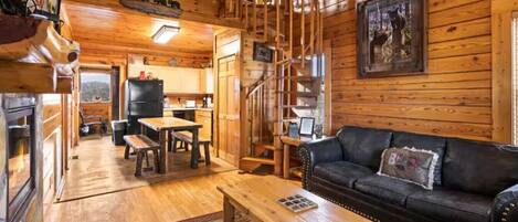 Télévision, cheminée, livres