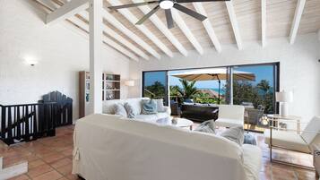 Smart TV, fireplace, foosball, table tennis