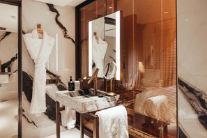 Room, 1 King Bed, Accessible | Bathroom | Hair dryer, bathrobes, towels, soap - Sax Paris, LXR Hotels & Resorts (Paris)