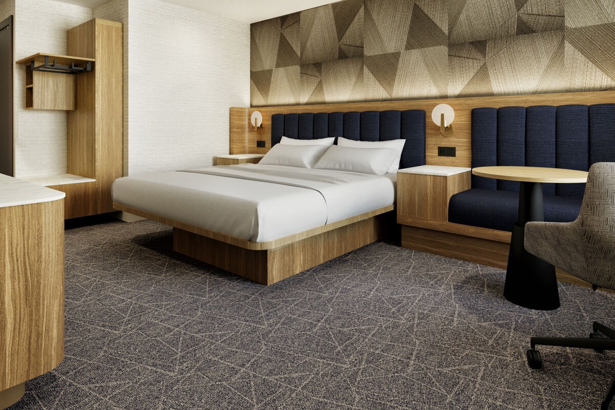 In-room safe, desk, laptop workspace, blackout curtains