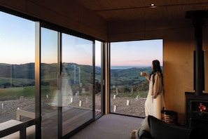 Luxury Cabin, Hot Tub, Sea View - Beresford Rise (self check-in directly at the property) | Living area | Fireplace