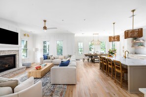 TV, fireplace - Newly Built IOP Home – Pool, Ping Pong, Walk to Beach, Shops & Restaurants (Isle Of Palms)
