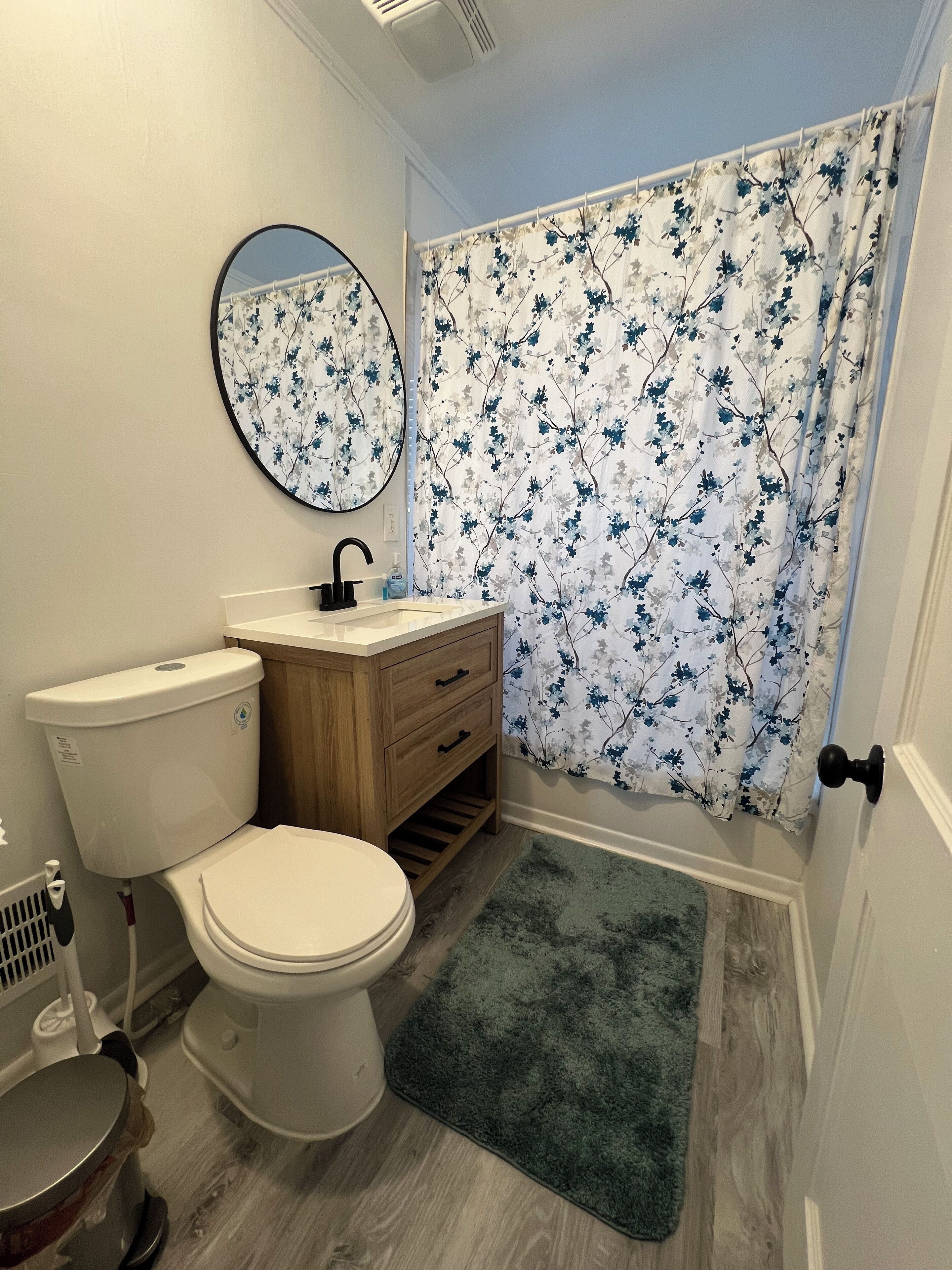 Eco-friendly toiletries, hair dryer, towels, soap