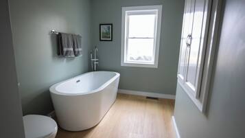 Shower, towels, toilet paper