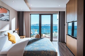 Superior Twin kamer, uitzicht op zee | Luxe beddengoed, bedden met traagschuimmatrassen, een gratis minibar