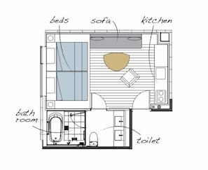 Studio, non-fumeurs | 1 chambre, coffres-forts dans les chambres, rideaux occultants